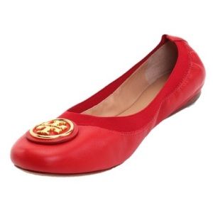 Tory Burch Caroline leather ballet flats in Red Sz 5